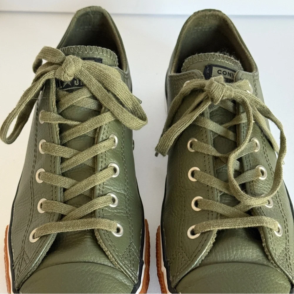 Converse All Star Chuck Taylor Leather Ox Olive Green Shoes Junior Size 6